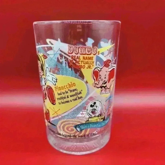VTG PINOCCHIO Walt Disney 100 Years Of Magic McDonald's Glass CLEAR FULL COLOR - Picture 2 of 12
